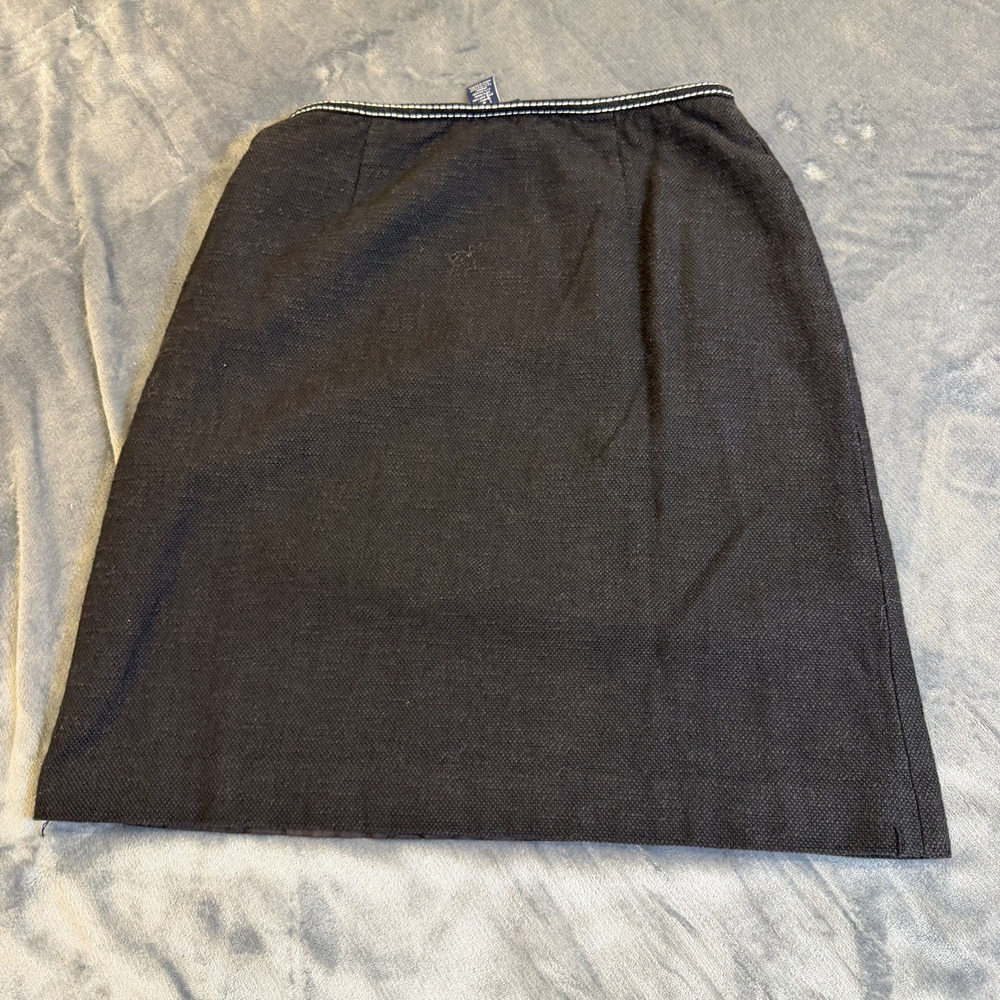 Vtg 90s Ann Taylor Blue Label Wool blend Mini Skirt Women 6 Black Tweed Textured